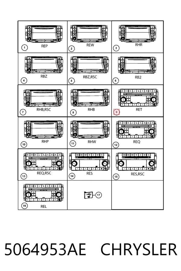Aparelhagem de som (rádio AM/FM) 5064953AE Chrysler