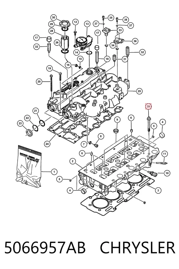 Parafuso de cabeça de motor (CBC) 5066957AB Chrysler