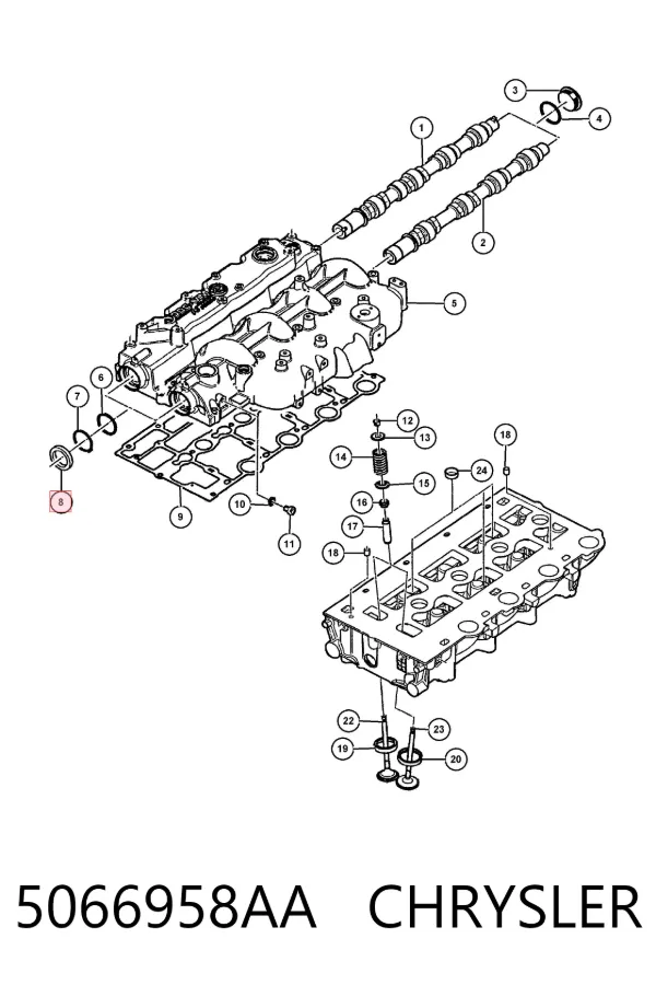 Vedação da árvore distribuidora de motor 5066958AA Chrysler