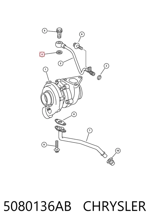 Vedante de mangueira de fornecimento de óleo de turbina 5080136AB Chrysler
