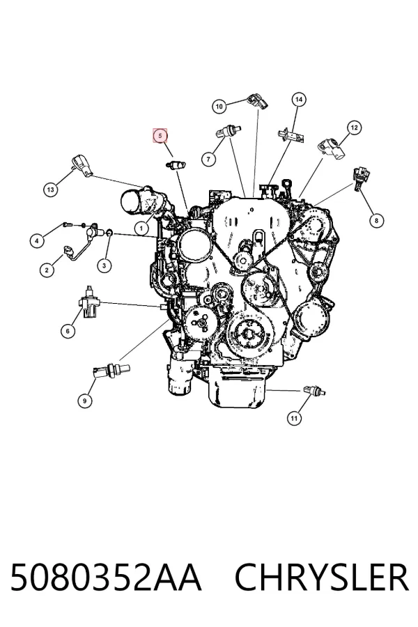 Sensor de posição (de revoluções) de cambota 5080352AA Chrysler