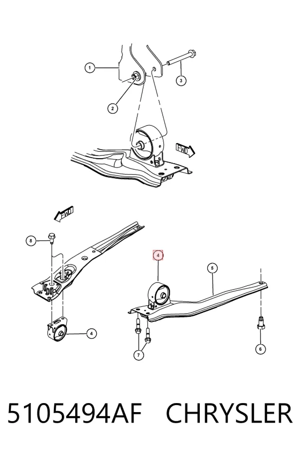 Coxim (suporte) dianteiro de motor 5105494AF Chrysler