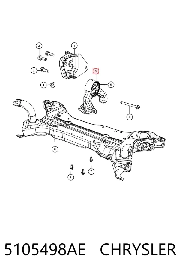 Coxim (suporte) traseiro de motor 5105498AE Chrysler