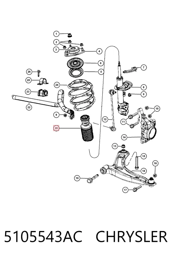 Bota de proteção de amortecedor dianteiro 5105543AC Chrysler