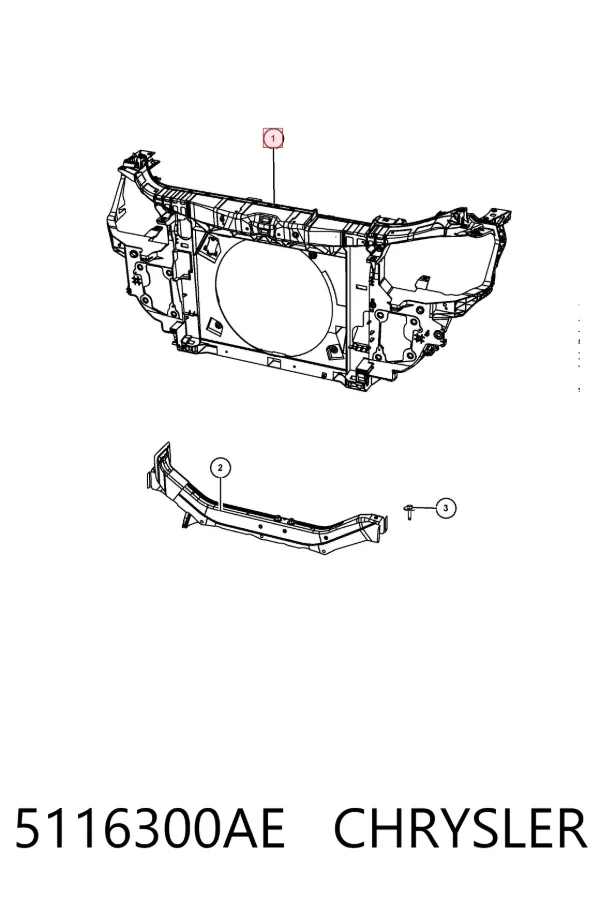 Suporte do radiador montado (painel de montagem de fixação das luzes) 5116300AE Chrysler
