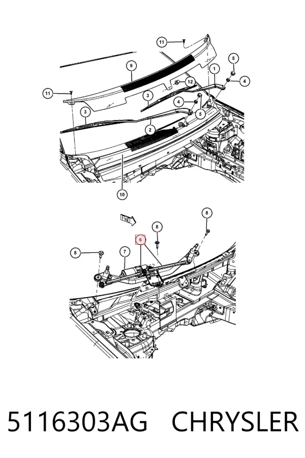 Trapézio de limpador pára-brisas 5116303AG Chrysler