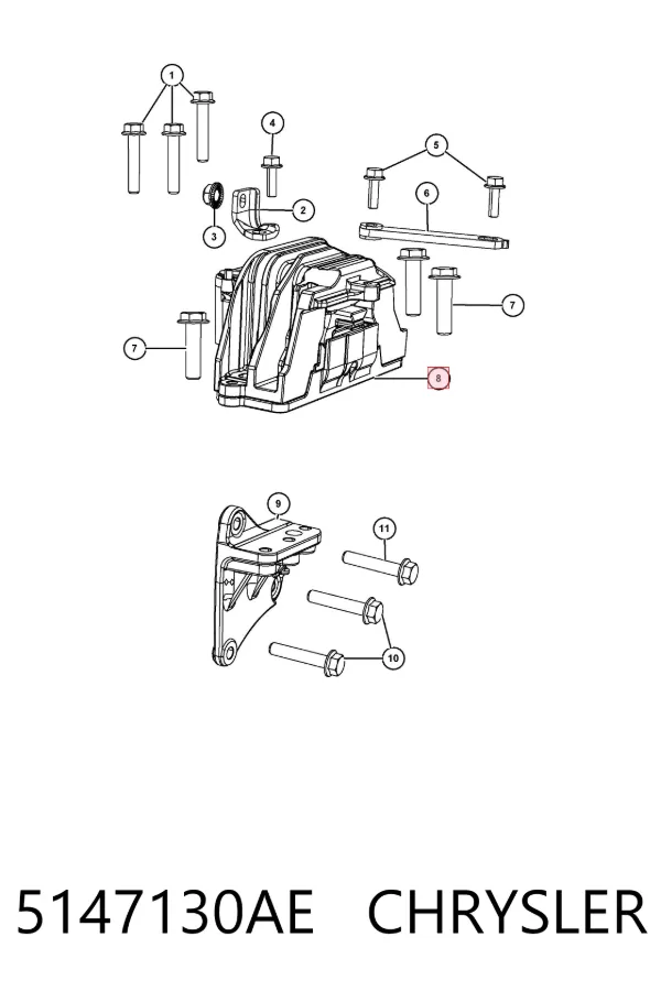 Coxim (suporte) direito de motor K05147130AE Fiat/Alfa/Lancia