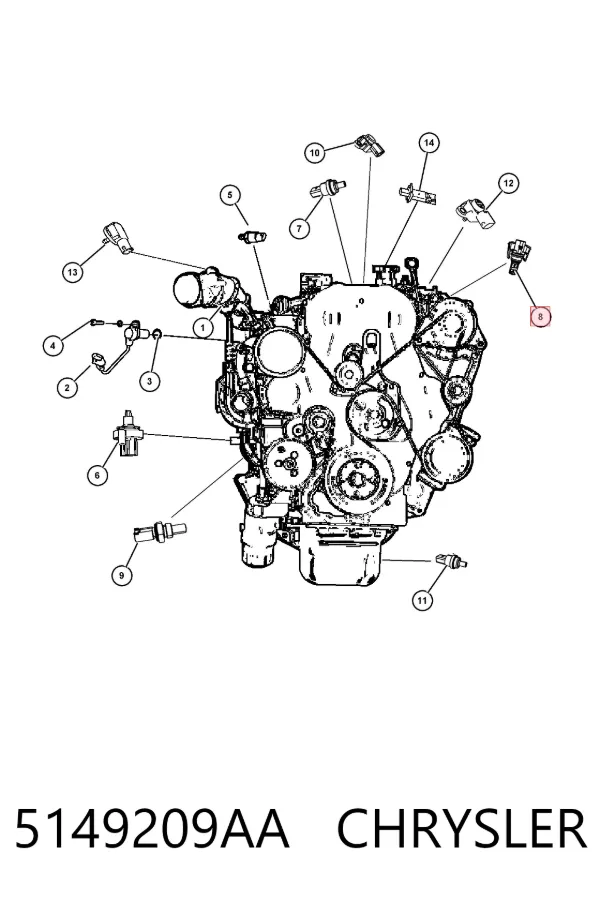Sensor de temperatura da mistura de ar 5149209AA Chrysler