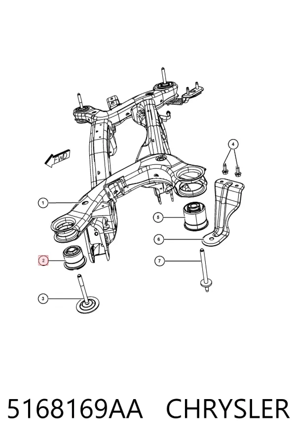 Bloco silencioso de viga traseira (de plataforma veicular) 5168169AA Chrysler