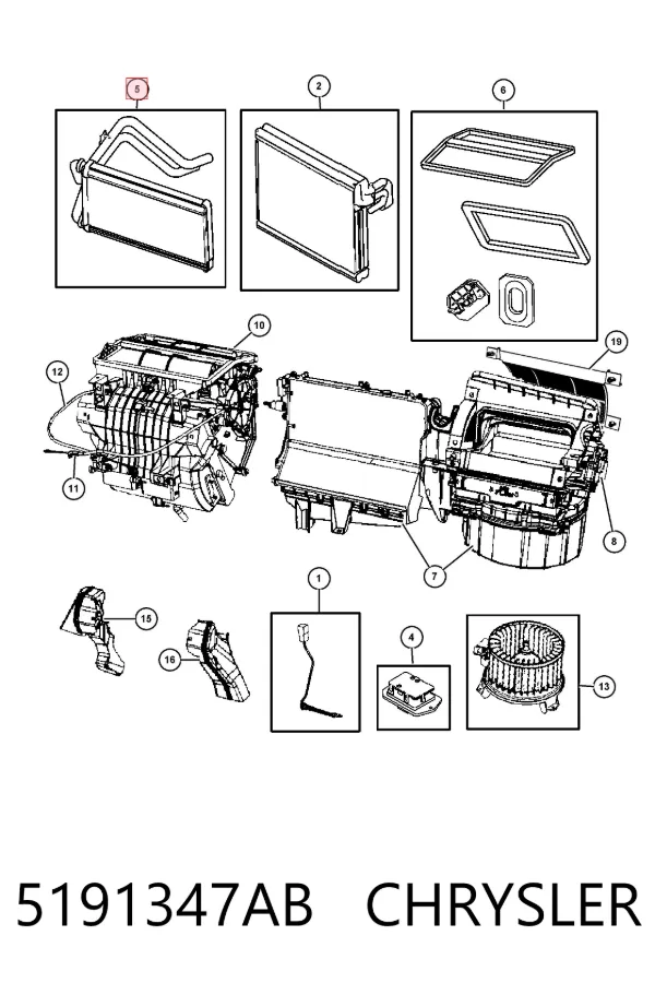 Radiador de forno (de aquecedor) 5191347AB Chrysler