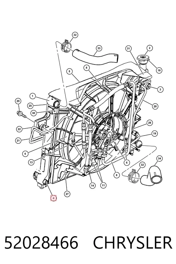 Radiador de esfriamento de motor 52028466 Chrysler