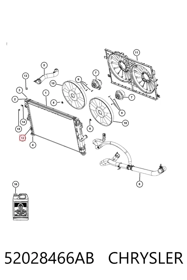 Radiador de esfriamento de motor 52028466AB Chrysler