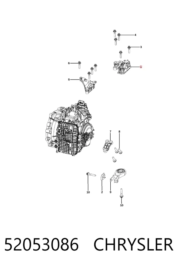 Coxim de transmissão (suporte da caixa de mudança) 52053086 Chrysler