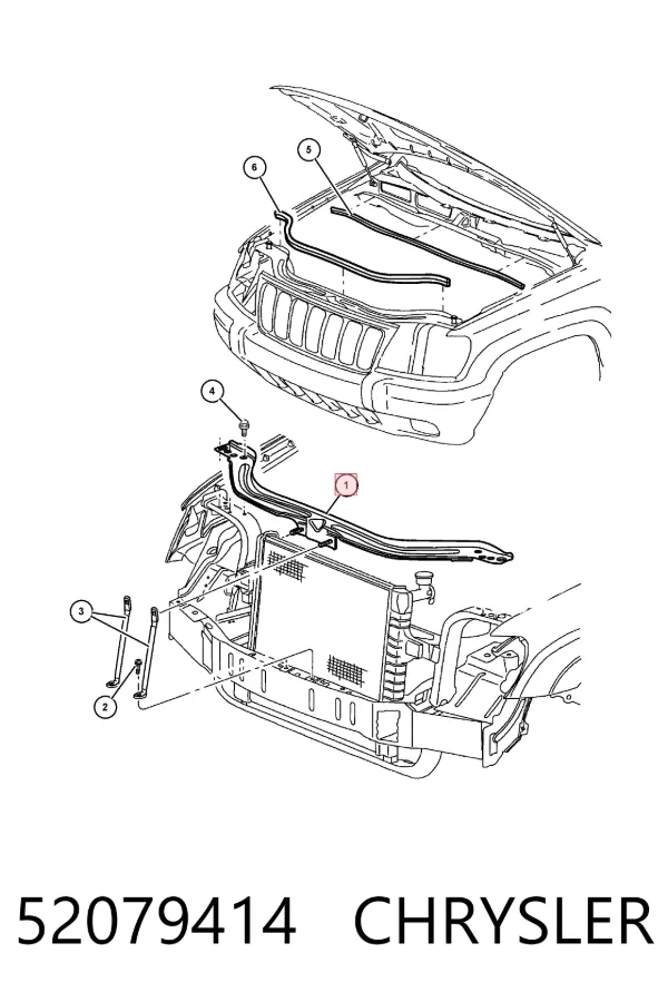 Suporte superior do radiador (painel de montagem de fixação das luzes) 52079414 Chrysler