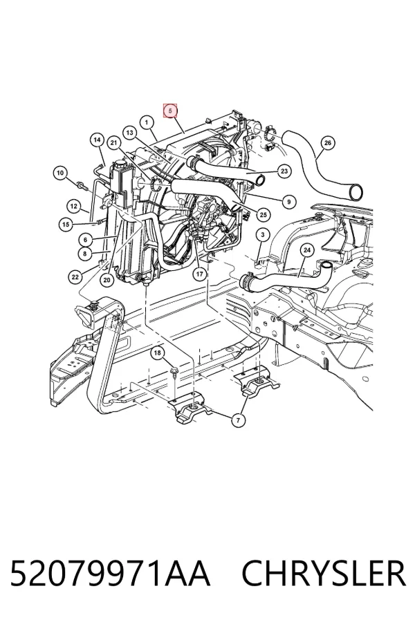 Radiador de esfriamento de motor 52079971AA Chrysler