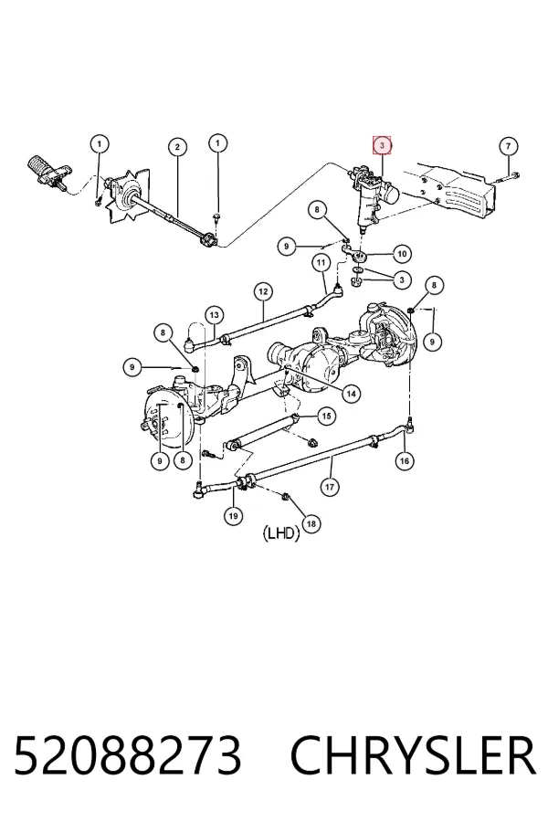 Mecanismo de direção (redutor) 52088273 Chrysler