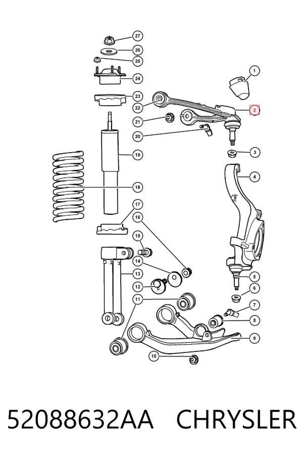 Braço oscilante superior esquerdo/direito de suspensão dianteira 52088632AA Chrysler