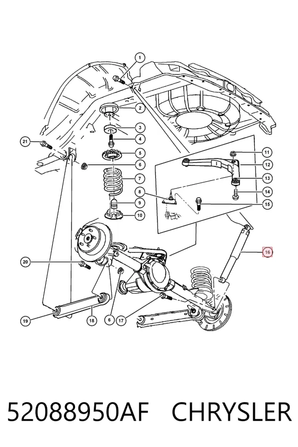 Amortecedor traseiro 52088950AF Chrysler