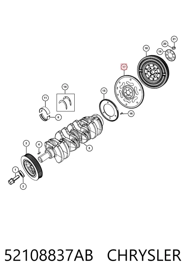 Volante de motor 52108837AB Chrysler