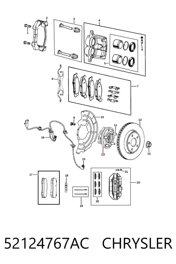 Cubo dianteiro 52124767AC Chrysler