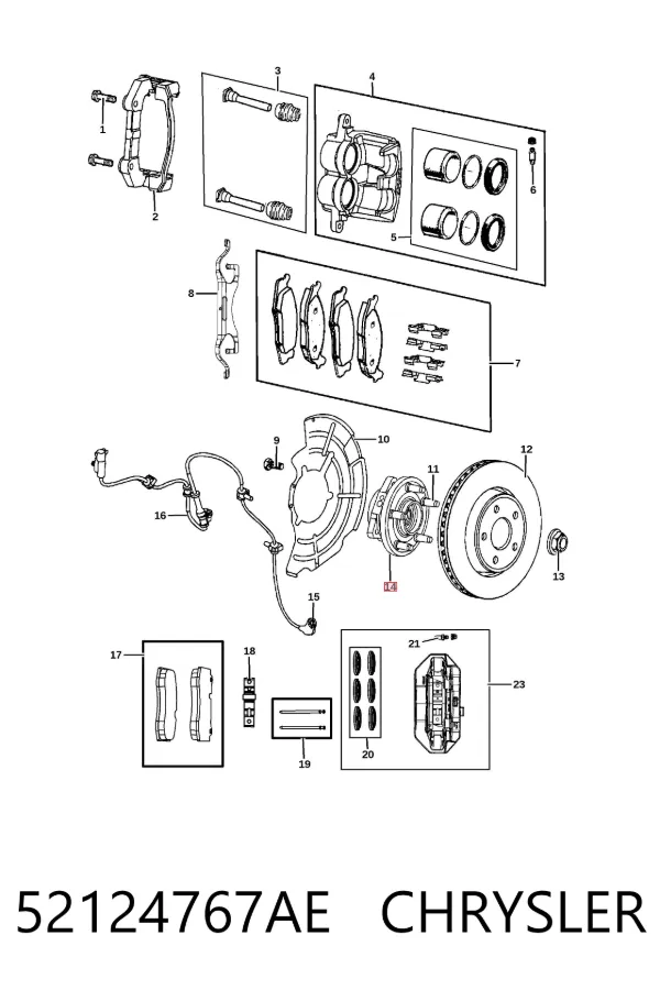 Cubo dianteiro 52124767AE Chrysler