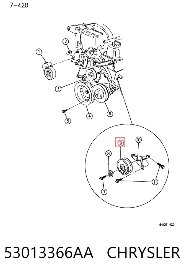 Rolo parasita da correia de transmissão 53013366AA Chrysler