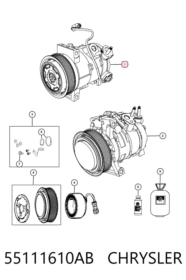 Compressor de aparelho de ar condicionado 55111610AB Chrysler