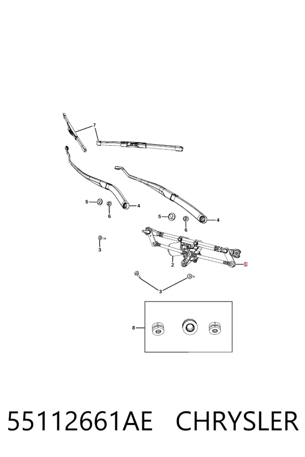 Trapézio de limpador pára-brisas 55112661AE Chrysler