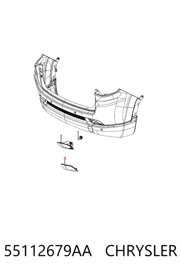 Lanterna de nevoeiro traseira esquerda 55112679AA Chrysler