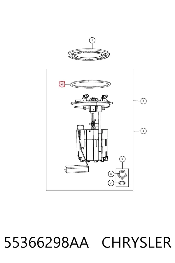 Vedante de sensor do nível de combustível/da bomba de combustível (tanque de combustível) 55366298AA Chrysler
