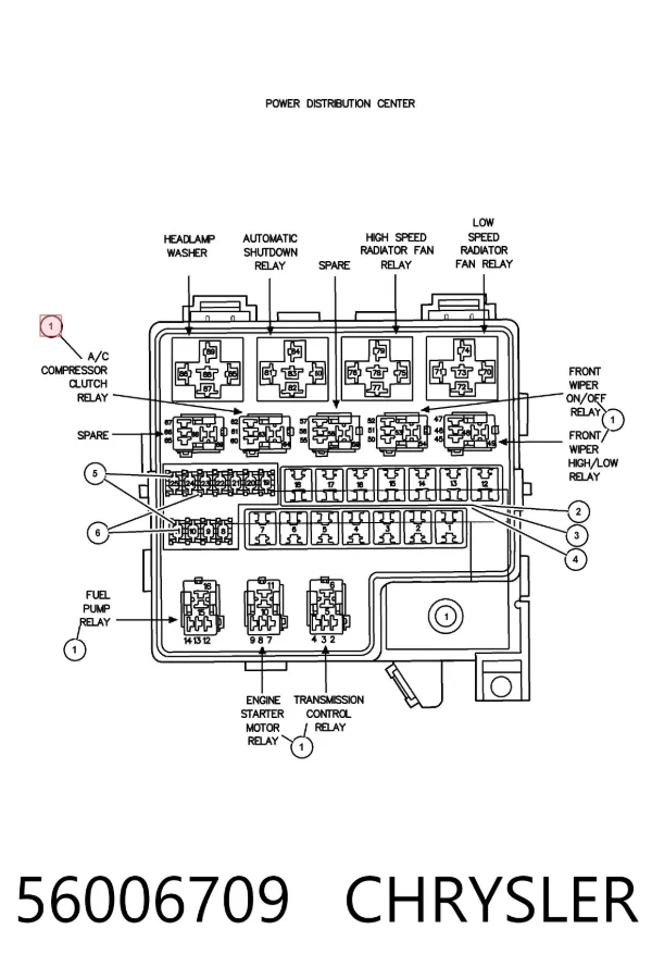 Relê de controlo de limpador pára-brisas 56006709 Chrysler