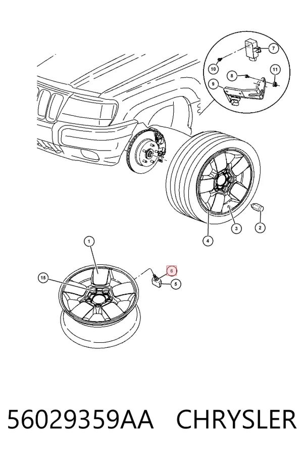 Sensor de pressão de ar nos pneus 56029359AA Chrysler