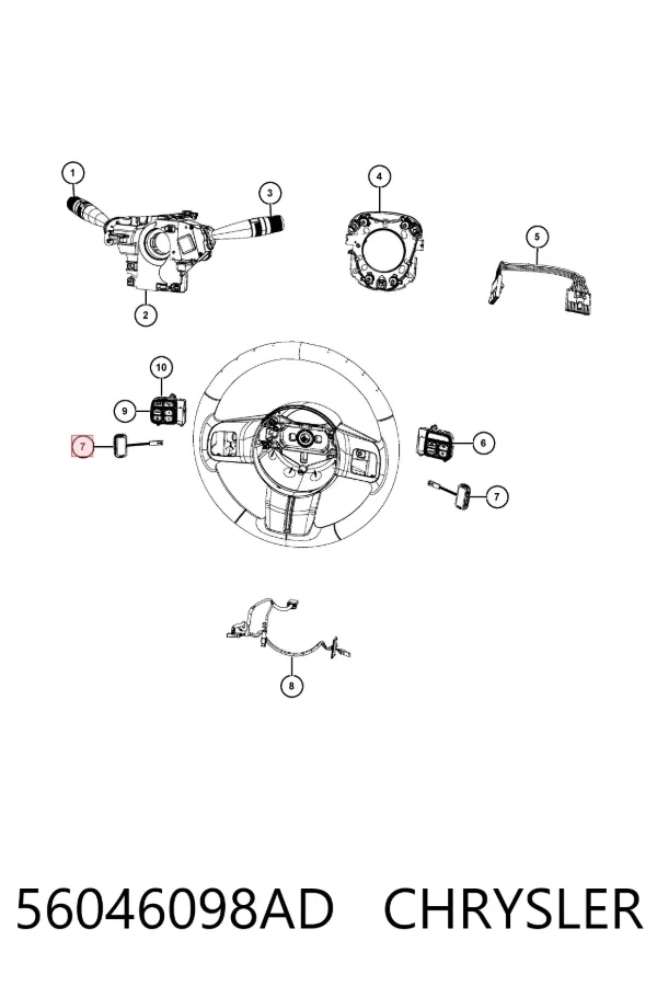 Unidade de interruptores de botão do volante de direção 56046098AD Chrysler