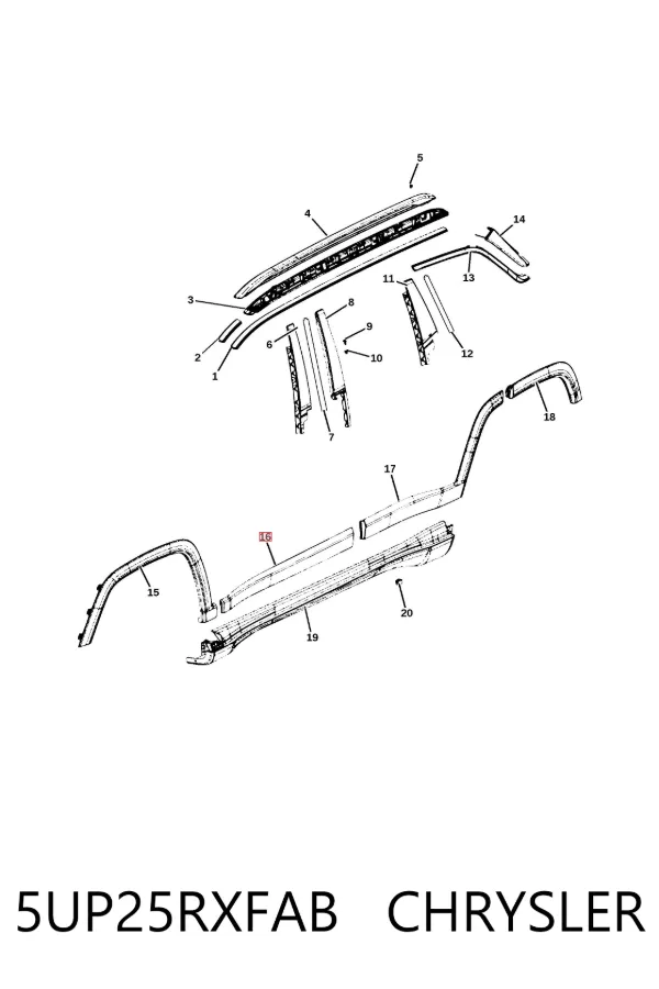 Moldura da porta dianteira esquerda inferior K5UP25RXFAA Fiat/Alfa/Lancia