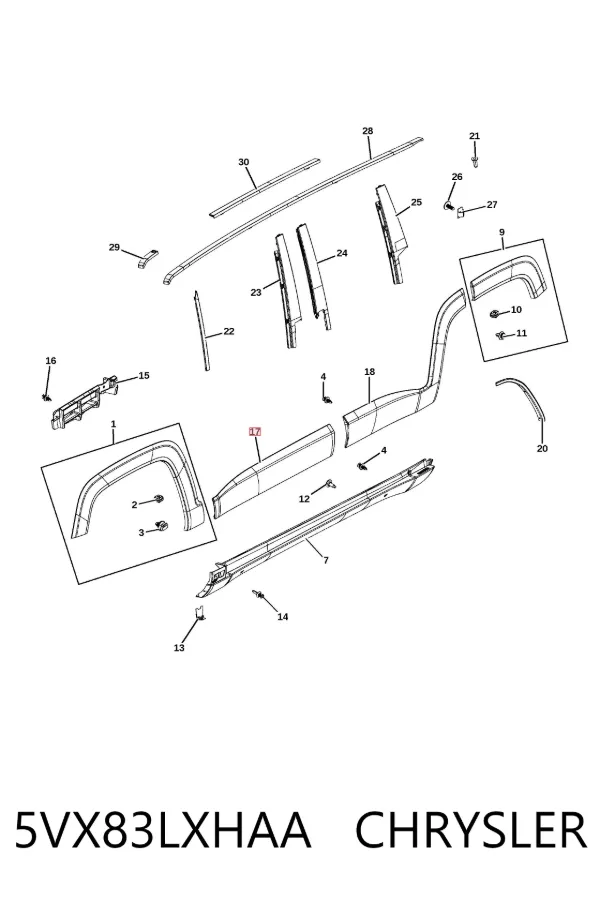 Moldura da porta dianteira esquerda 34L10021 Polcar