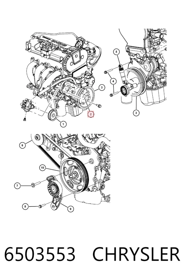 Parafuso da polia de cambota 6503553 Chrysler