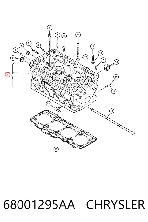 Cabeça de motor (CBC) 68001295AA Chrysler