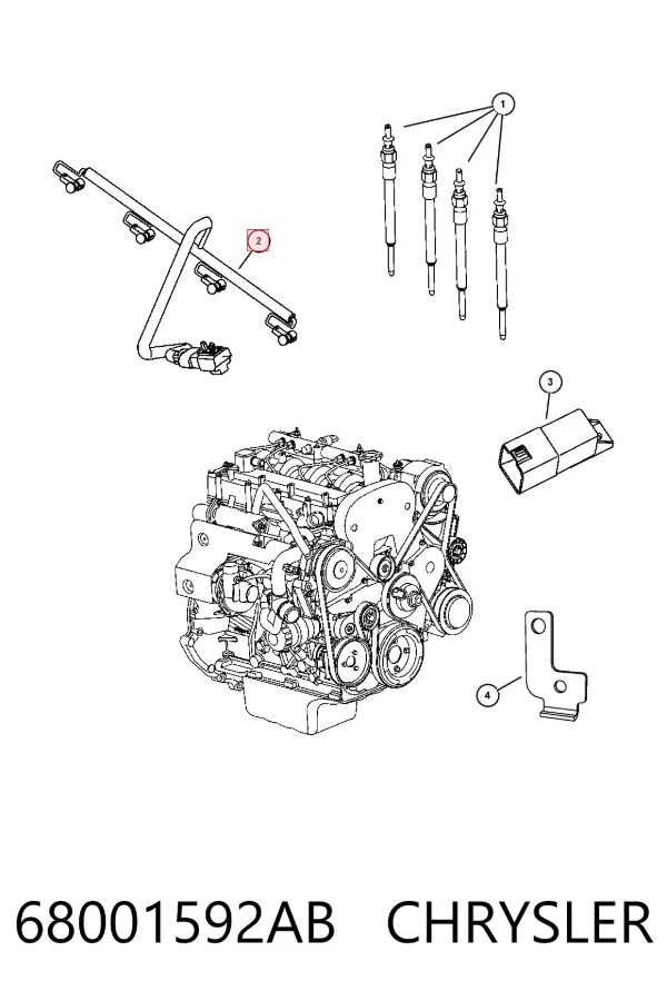 Cabo (adaptador) do injetor 68001592AB Chrysler