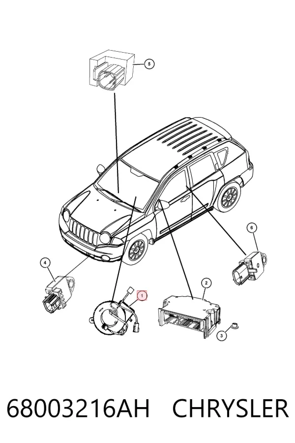 Anel AIRBAG de contato, cabo plano do volante 68003216AH Chrysler