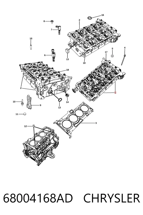 Cabeça de motor (CBC) 68004168AD Chrysler