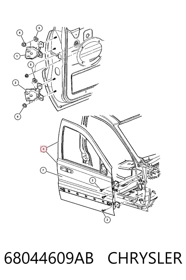 Porta dianteira esquerda 68044609AB Chrysler