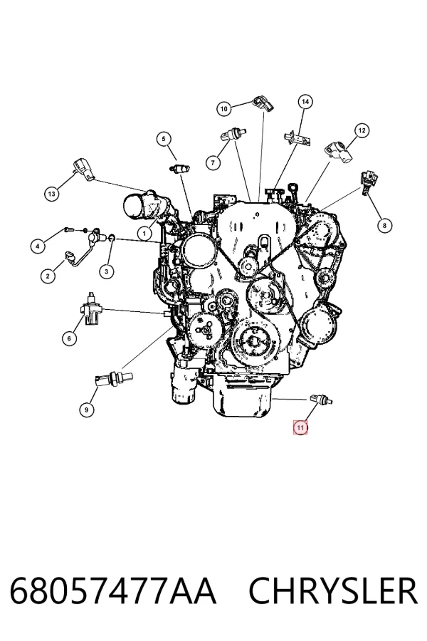 Sensor de temperatura de combustível 68057477AA Chrysler
