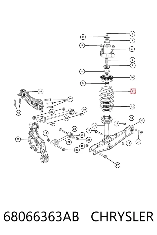 Mola traseira 68066363AB Chrysler
