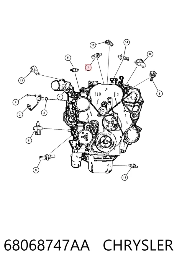 Sensor de temperatura do fluido de esfriamento 68068747AA Chrysler
