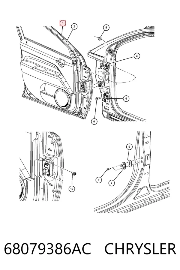Porta dianteira direita 68079386AC Chrysler