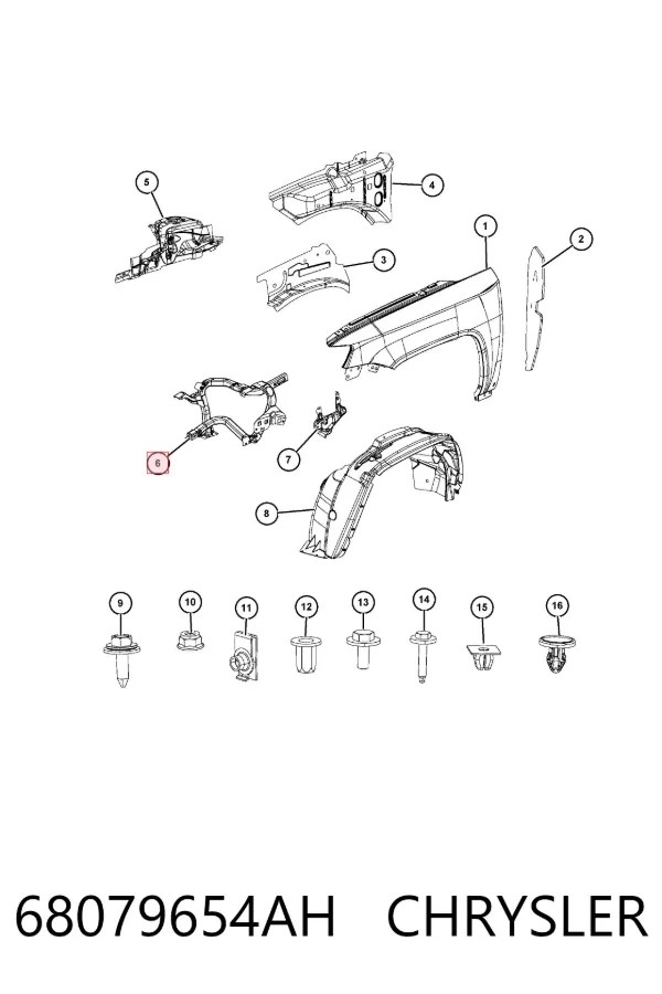 Consola (adaptador) de fixação da luz dianteira direita 68079654AH Chrysler