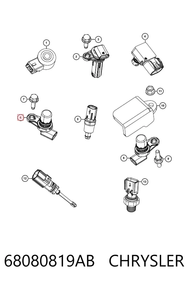 Sensor de posição da árvore distribuidora 68080819AB Chrysler