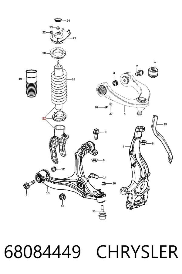 Amortecedor dianteiro 68084449 Chrysler