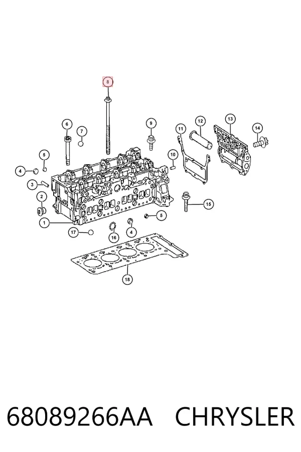 Parafuso de cabeça de motor (CBC) 68089266AA Chrysler