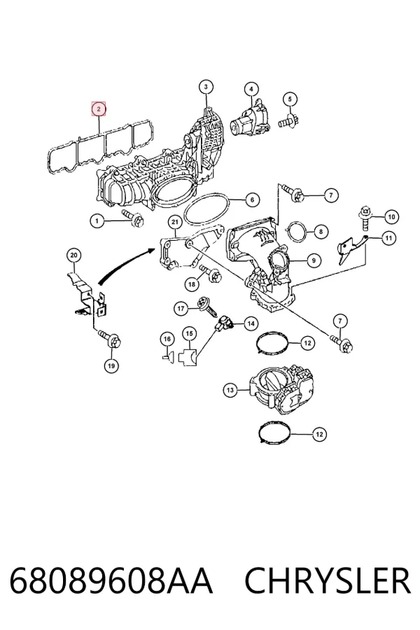 Vedante de tubo coletor de admissão 68089608AA Chrysler